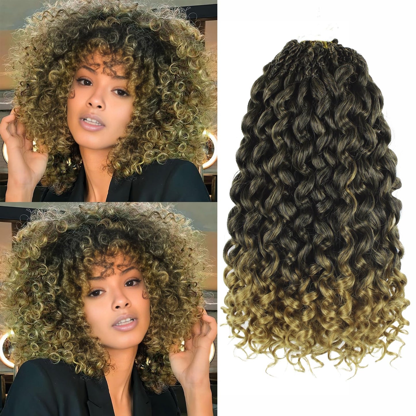 Gogo Curl Crochet Hair Pure Protein Fiber Close to Human Hair 12 Inch 8 Packs Pre twisted Curly Crochet Hair for Women Deep Ocean Water Wave Beach Curl Twist Braiding Hair Extensions (12inch T27)