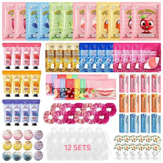 108 PCS Spa Party Supplies, Skincare Kit with Masks Balm Bath Bombs