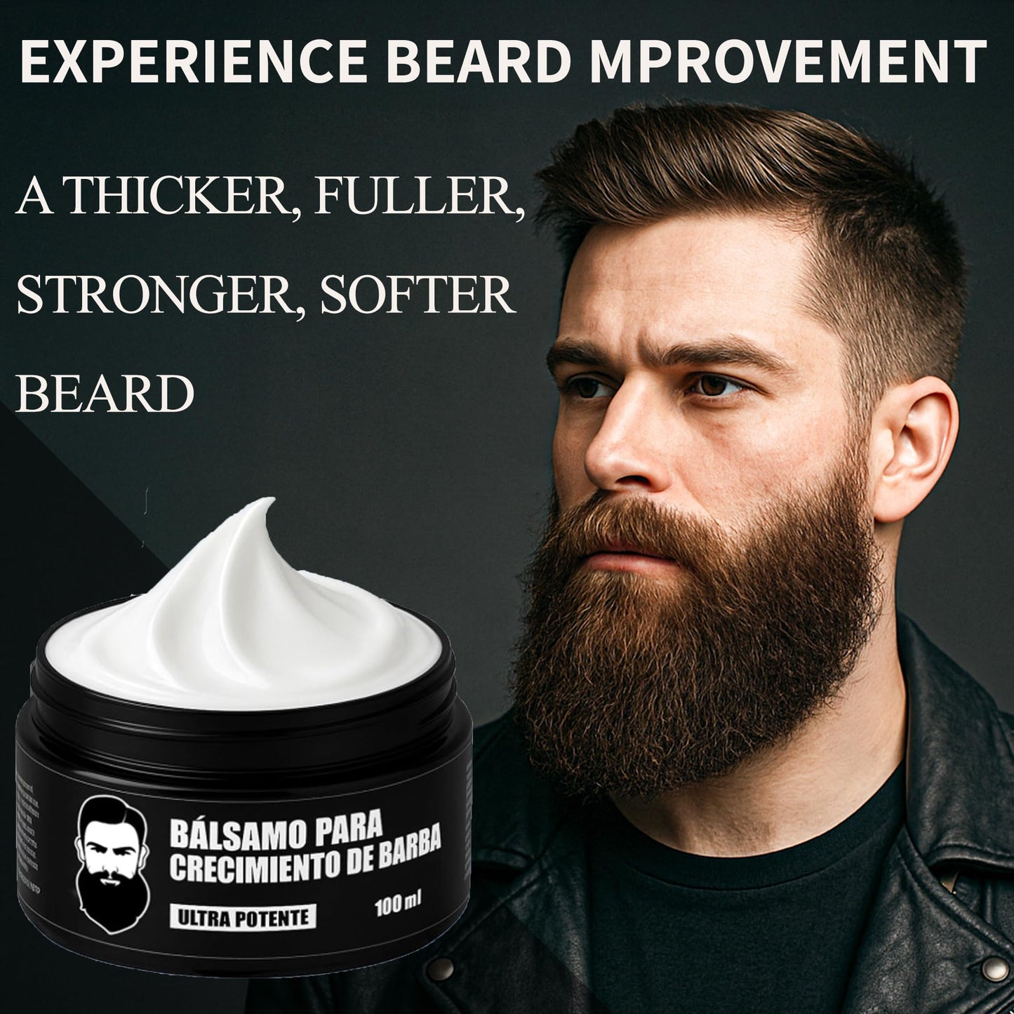Wdvpue Estimulante de Barba, Bálsamo Para Crecimiento De Barba Ultra Potente, Barba Crema, Beard Growth Balm, Thicker, Fuller Beard & Hair 100ml/3.5oz (2)