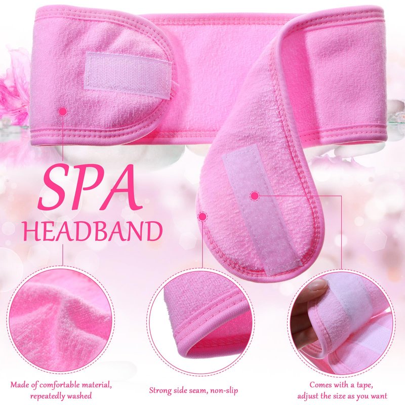 Hoteam 24 Pcs Spa Facial Spa Headband Bulk Skincare Headband Adjustable Face Wash with Tape Terry Cloth Stretch for Make Up Washing Face Shower Facial Mask Yoga