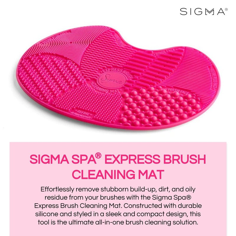 Sigma Beauty Sigma Spa® Express Brush Cleaning Mat (Pink) — Silicone Makeup Brush Cleaning Mat with Suction Cups for Cleaning Makeup Brushes, Compact Design Fit for Any Travel Makeup Kit