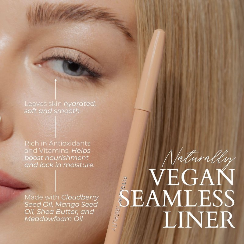 FITGLOW Beauty Vegan Eyeliner Pencil | Long-Lasting Eye Liner with Blending Brush | Smudge-Proof Eyeliner | Sensitive Eye Makeup | Natural, Clean & Cruelty-Free Eye Pencil | Brightening Beige, 1.1g