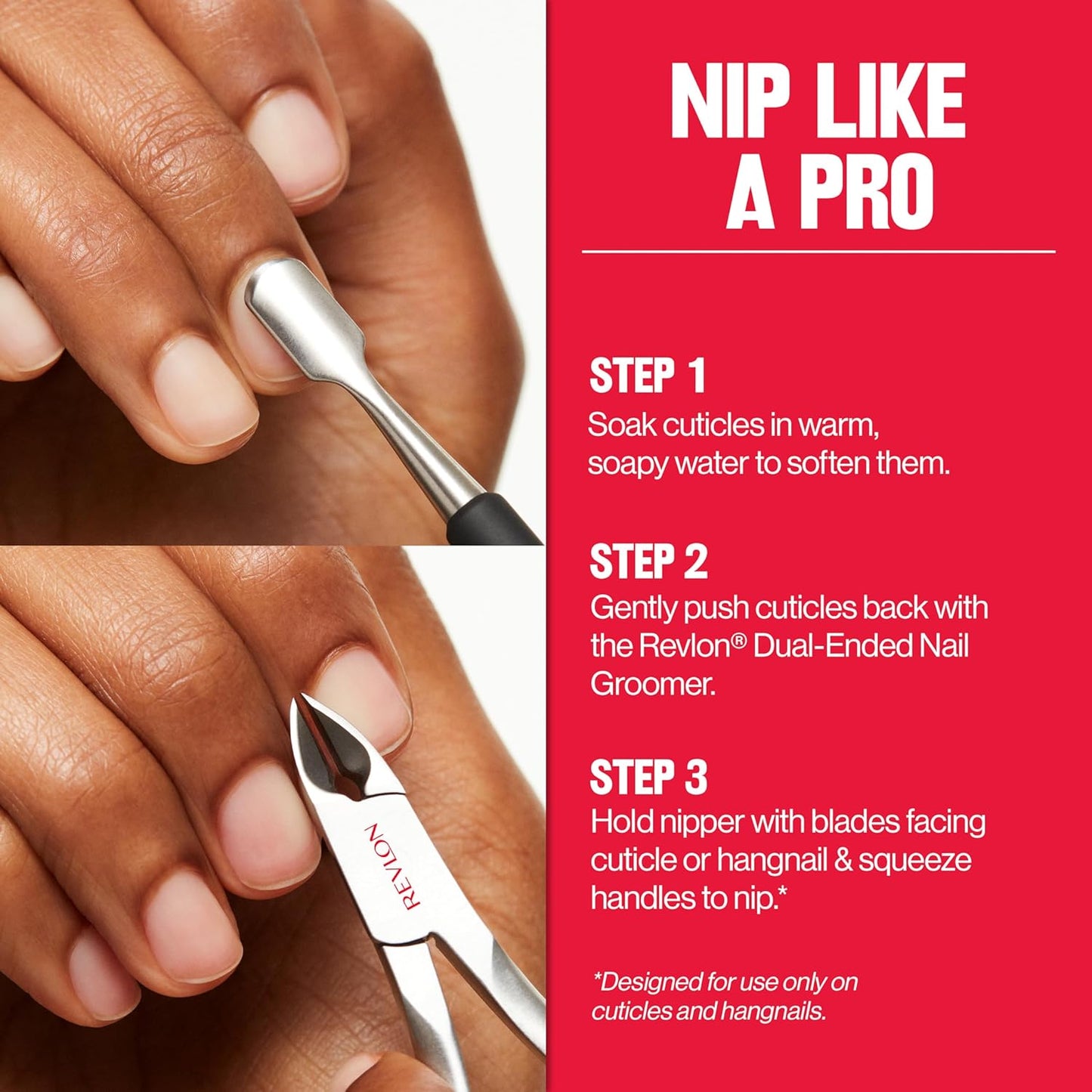 Revlon Cuticle Nipper - Precision Stainless Steel Manicure Tool for Nail Care | Easy-Squeeze Design, 1 Count