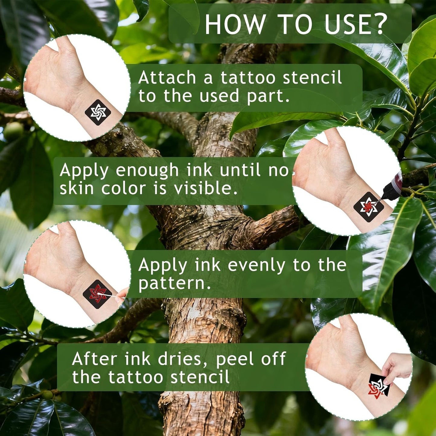 Temporary Tattoo Kit - 10 Color Ink Bottles, 8 Gloves & 86 Fun Stencils | Body Art for Kids & Adults