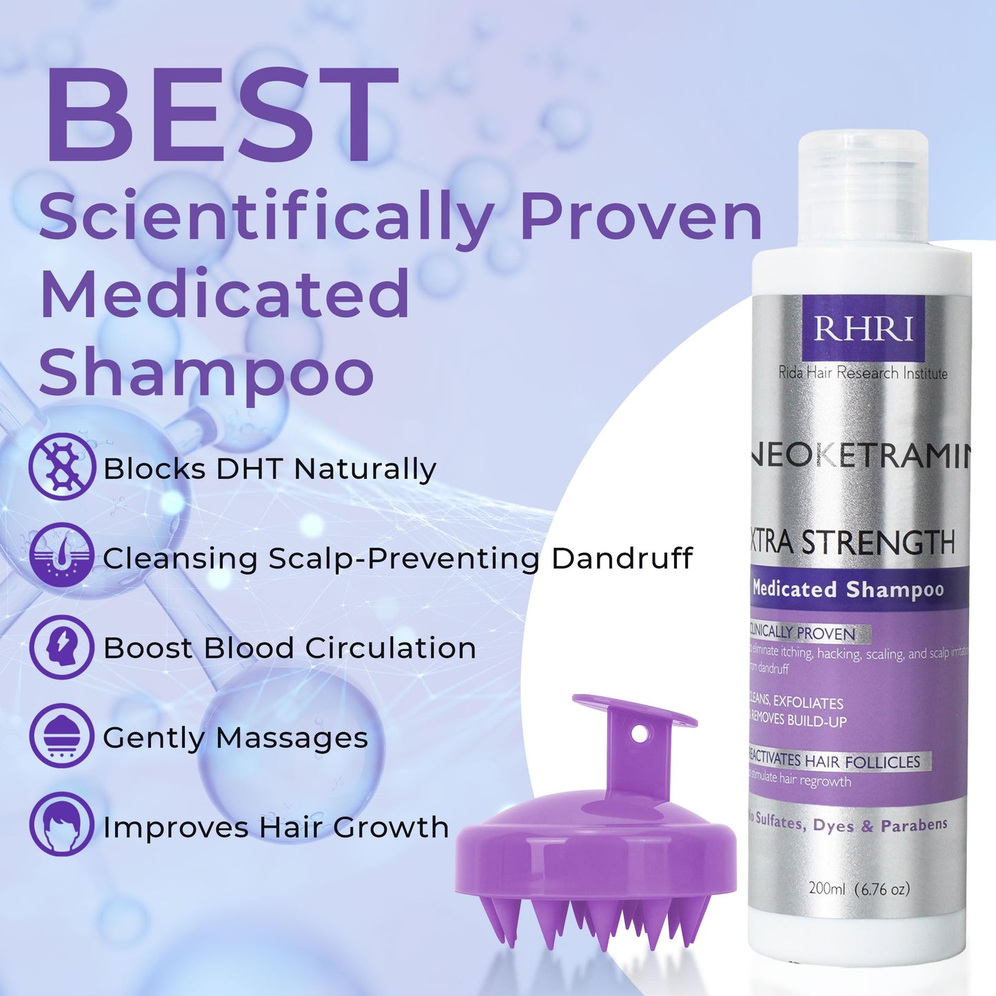 RHRI Anti Fungal Shampoo for Men & Women | Anti Dandruff, Medicated, Folliculitis Shampoo for Dry Scalp, Psoriasis, Ringworm | for Flaky & Irritated Scalp | No Paraben & Sulphate | w/Dandruff Brush