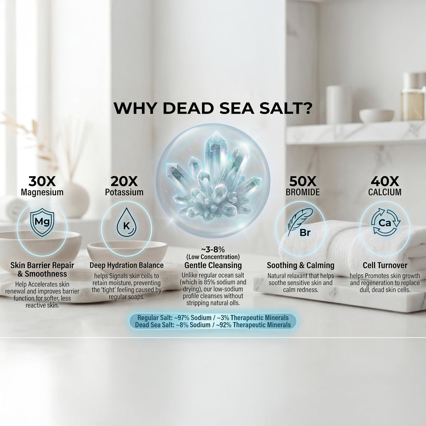 SEACRET Minerals Dead Sea Salt & Oil Body Scrub - Exfoliator with Rosehip, Sea Buckthorn & Green Tea, Mineral Rich Spa Treatment Stimulates Cell Renewal, Ocean Mist, 14.1 Fl Oz / 400 ml