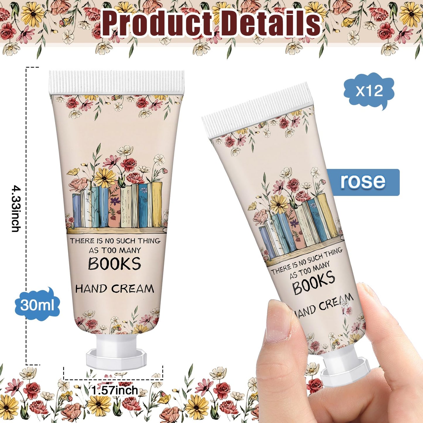 Leelosp 12 Pcs Book Club Gift Bulk Mini Hand Cream Travel Size Lotion Book Lover Gift for Women Member for Dry Cracked Hands