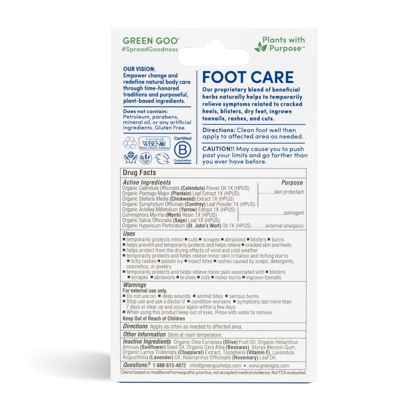 Green Goo Natural Skin Care Salve, Foot Care, 1.82 Ounce Large Tin