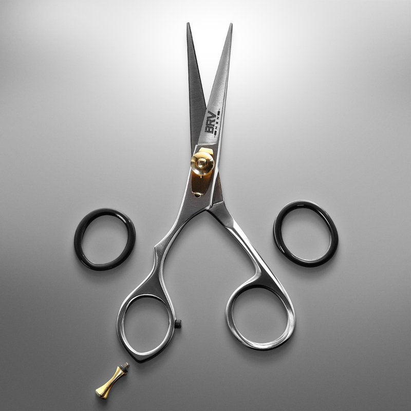 LEFT HANDED Razor Sharp Mustache & Beard Scissors - 5.5" - 100% High Carbon Stainless Steel - Facial Hair Trimming Shears (LEFT HANDED - Silver)