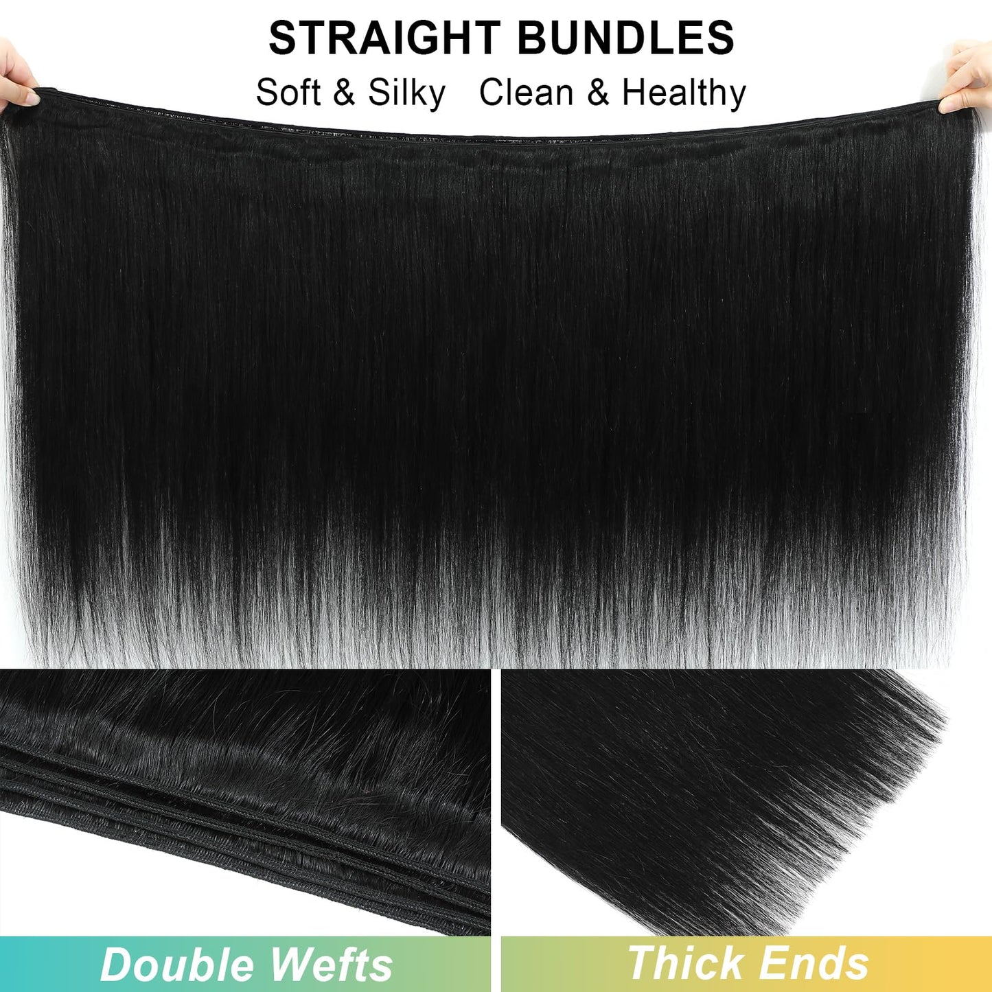 AnJudyReid Straight Hair Bundles 13A Brazilian Virgin Human Hair Bundles Straight 22 Inch 100% Unprocessed Virgin Hair Bundles Natural Black