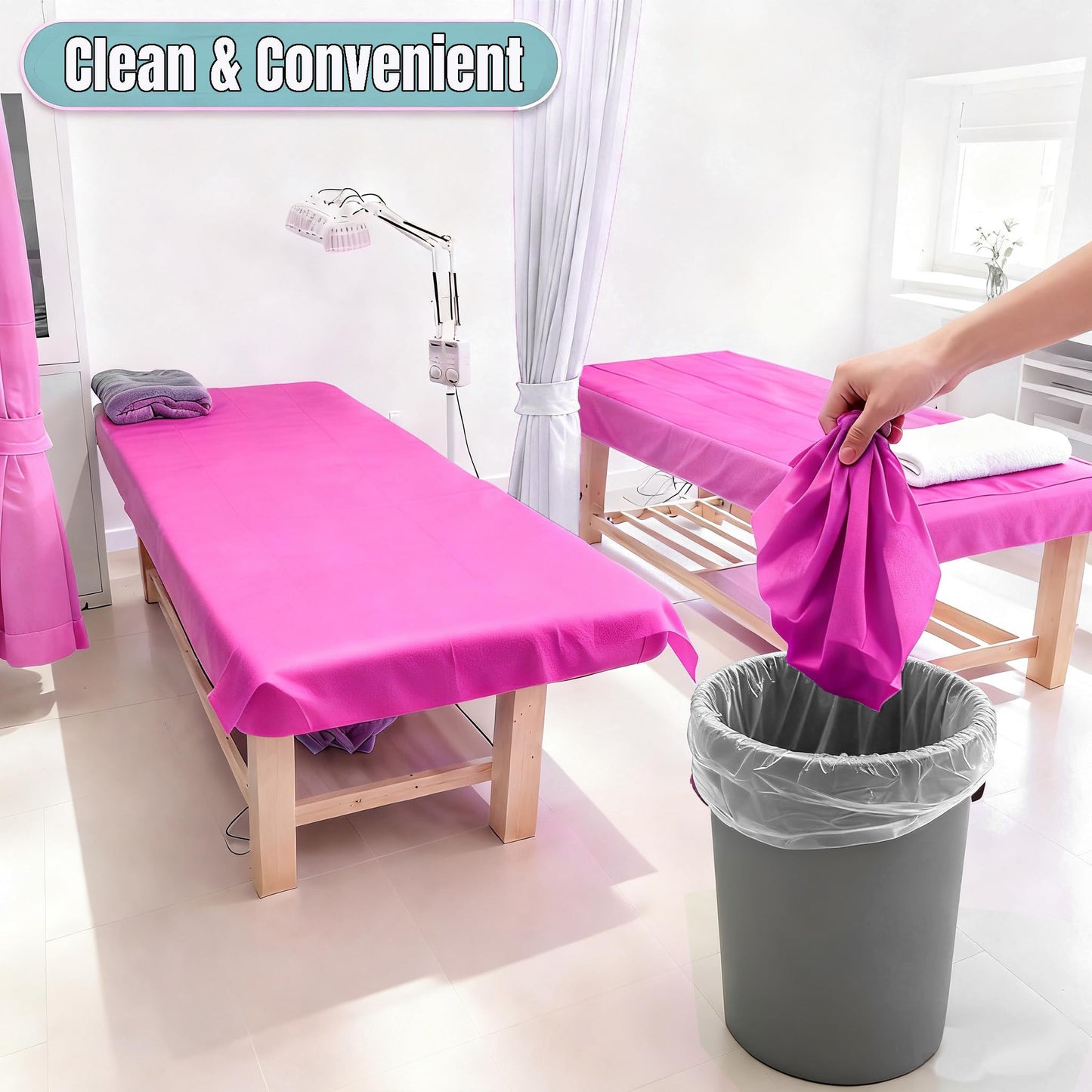 YILUFA1688 100 Pcs Massage Table Sheets Disposable Bed Cover Non Woven Fabric Breathable Sheets for Massage,Spa, Beauty Salon, Facial,Tattoo, Waxing, Esthetician (71"x 31" Pink)