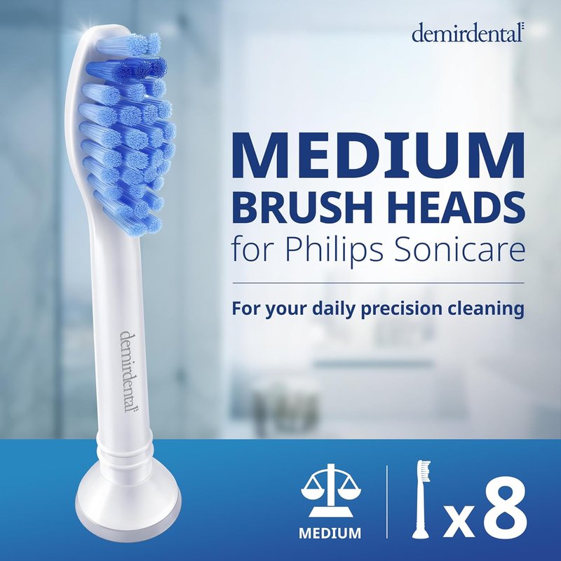 Philips Sonicare Replacement Heads - Medium Toothbrush Heads | 8 Pack, Compatible with HX6015/03
