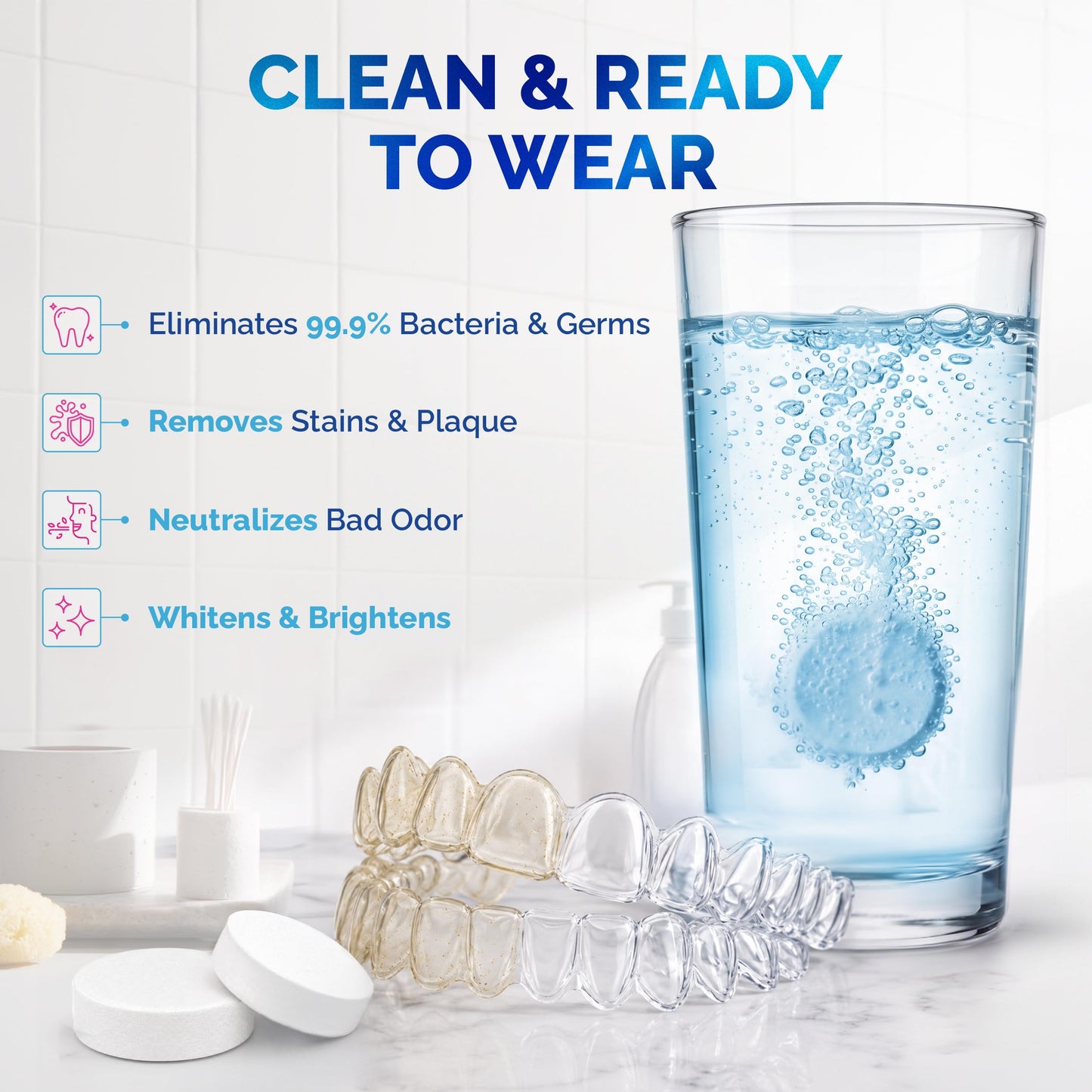 Dental Duty Retainer Cleaner Tablets – Fast Invisalign & Denture Cleaning Tablets for Aligners, Retainers & Mouthguards – Removes Odor, Plaque & Stains in Minutes – 240 Count