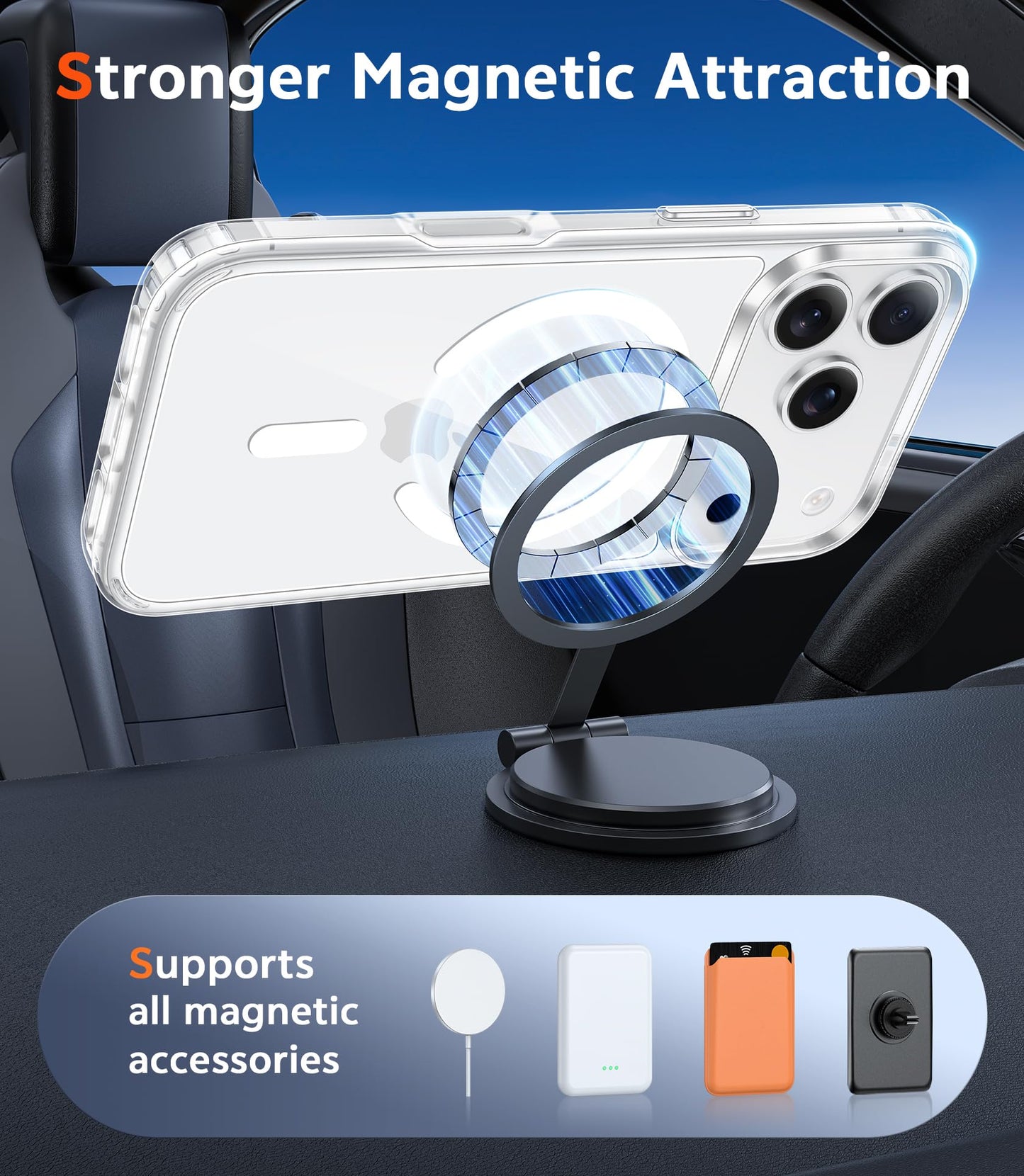 FNTCASE for iPhone 17 Pro-Max Case: Clear Magnetic Phone Cases with Screen Protector Compatible with Magsafe Slim Anti Yellowing Rugged Shockproof Protective Transparent Cell Cover (A-Clear)