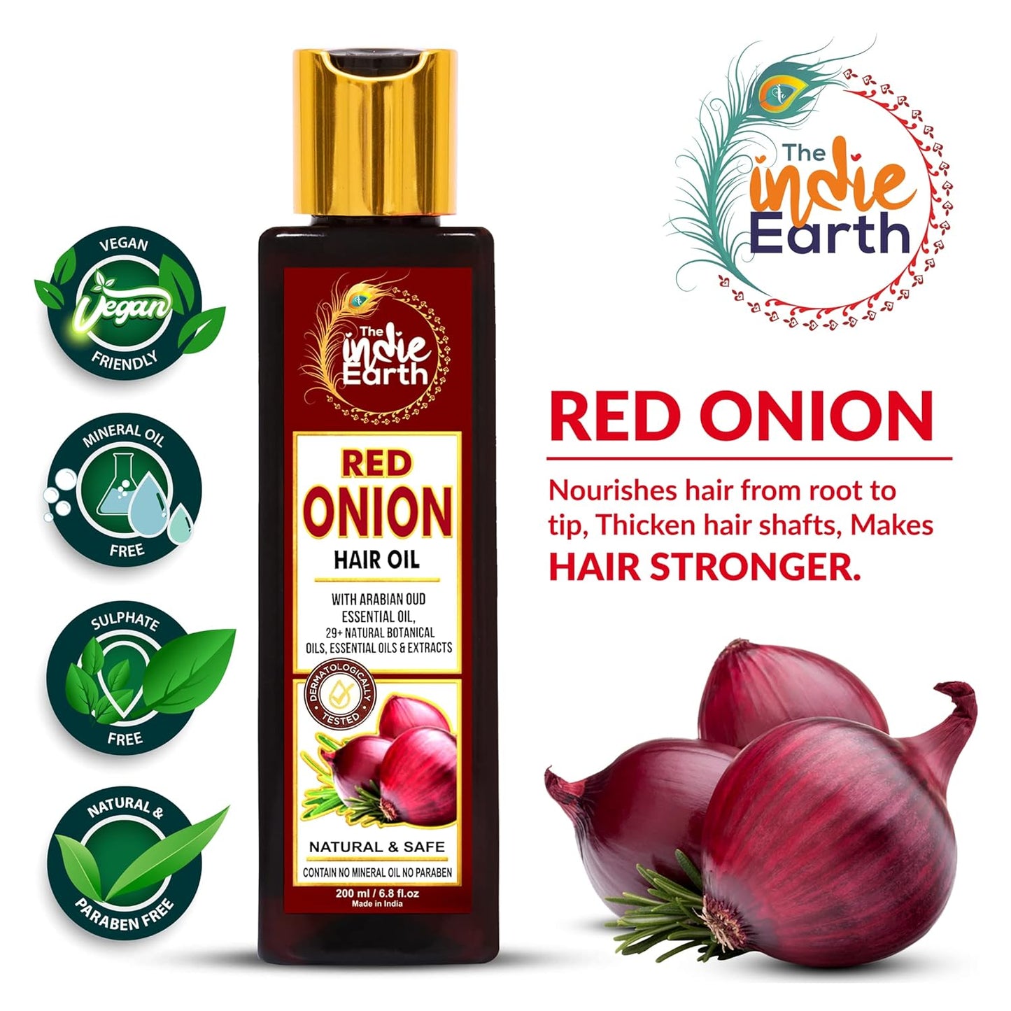 Red Onion Hair Growth Oil - Anti Hair Fall Formula with 29 Natural Herbs & Oils | 200ml
