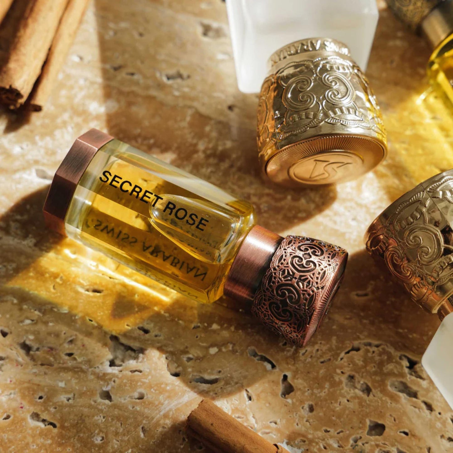 Swiss Arabian Secret Rose - Luxurious Concentrated Perfume Oil - Long Lasting Artisan Perfume with Notes of Lemon, Cinnamon, and Citrus - 0.4 oz