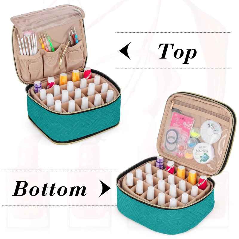 LUXJA Detachable 2 Layers Nail Polish Organizer - Hold 40 Bottles (15ml - 0.5 fl.oz), Nail Polish Case with Tools Storage Pockets (Patented), Black