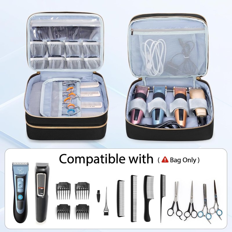 Double Layer Hair Clipper Travel Case - Barber Organizer for Ufree, Wahl, Andis, Osterpro | Durable Storage Bag