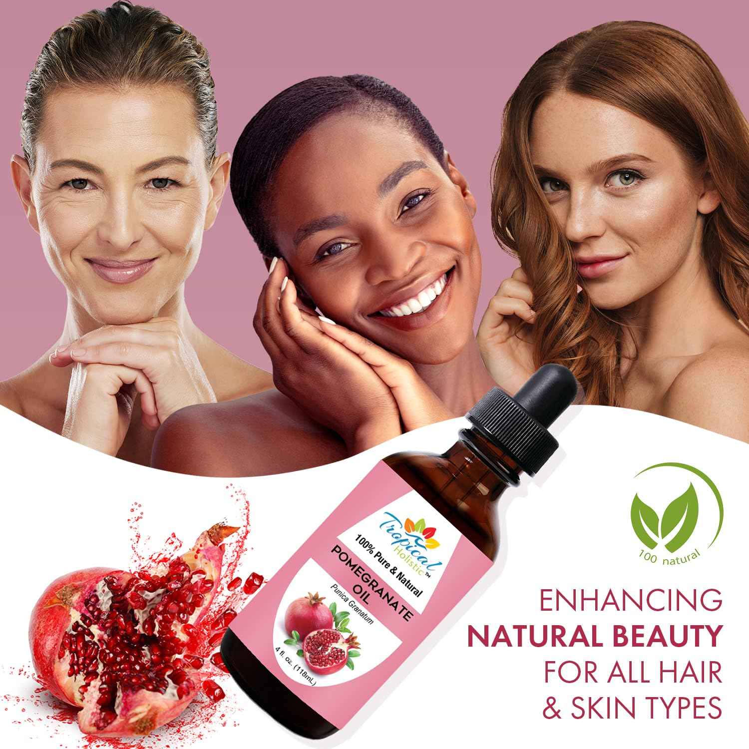 Tropical Holistic Pomegranate Seed Oil, 4oz - 100% Pure Natural Cold-Pressed Unrefined Pomegranate Oil:Skin Moisturizer for Face, Hair, DIY, Men's Beard & Women's Skin Care