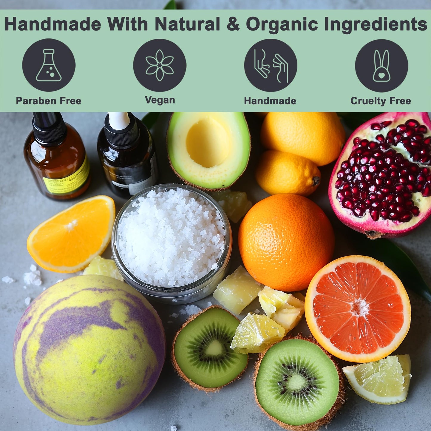 Aqua Elegante Tropical Fruit Bath Fizzies Set - 12 Large Bubble Bathbombs with Natural Essential Oils and Moisturizing Shea Butter + Coconut Oil in Fruity Scents - Vegan Baths Bomb Gifts for Women