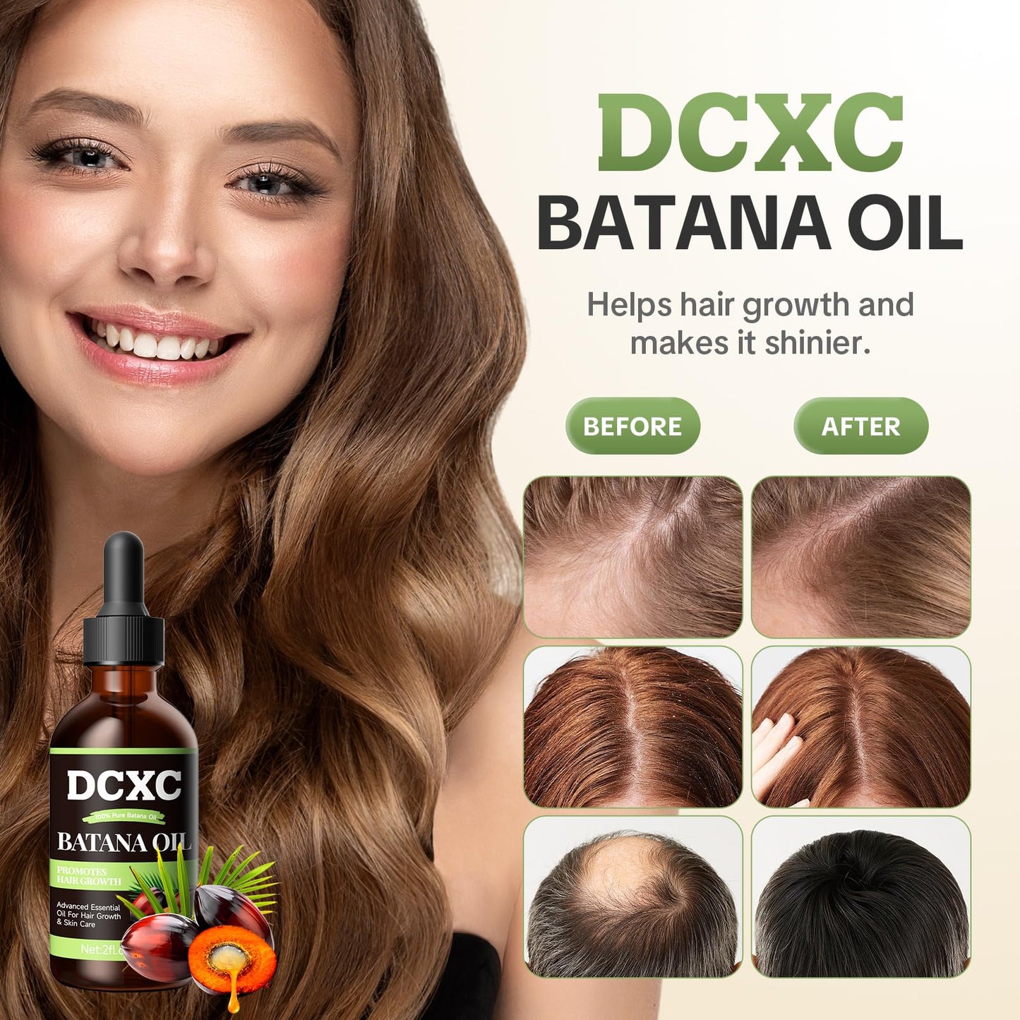 DCXC 100% Pure Batana Oil for Hair Growth - Natural Scalp Care & Hair Thickening Treatment | Revitalizes Damaged Hair, Reduces Breakage & Enhances Shine | Deep Conditioner for All Hair Types - 2oz