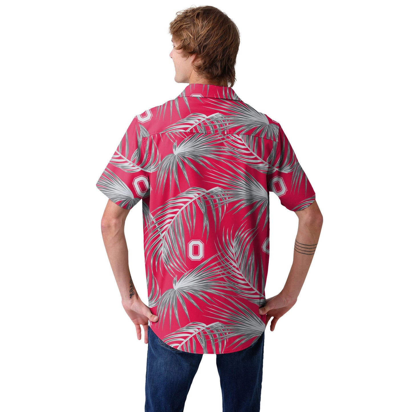 FOCO NCAA Mens Floral Shirt: Ohio State University Buckeyes, XX Large