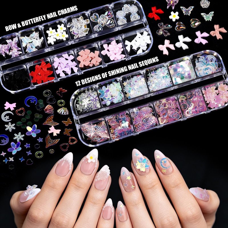 Teenitor Acrylic Nail Kit With Chrome Powder, Almond Tips, Art Brushes, Charms, 3D Gel, Tools, Stand - Beginner Set