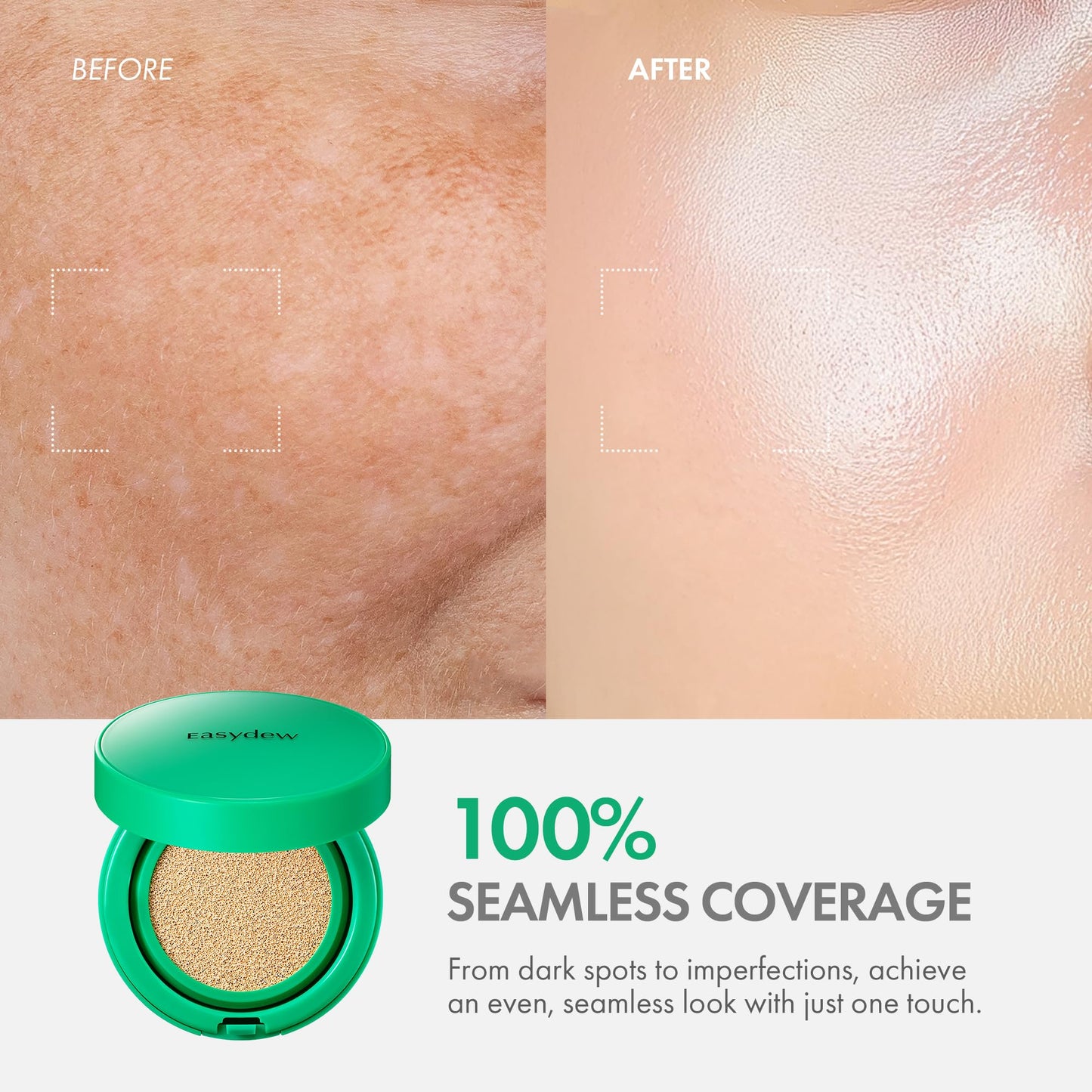 Easydew Mela B Toning Ampoule Cushion - 2-in-1 Korean Skin Care & Face Beauty Makeup - Age-Defying Full Coverage Cushion Foundation with Niacinamide & Hyaluron-Vital C 0.45 oz (#21 Beige)