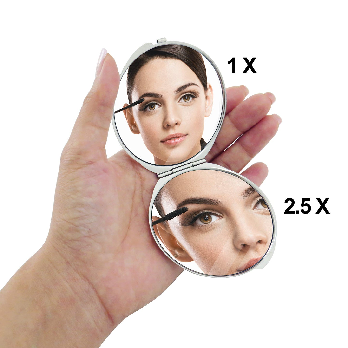 MADDesign Mother of Pearl Pink Makeup Mirror Compact Folding Magnify Apricot Tree Flowers Design