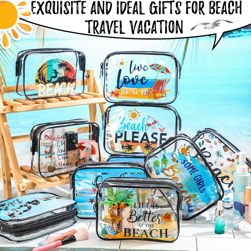 Clear Makeup Bags - 10 Pcs Waterproof Toiletry Pouch Set for Travel | Ideal Gift for Women, Friends, and Nurses