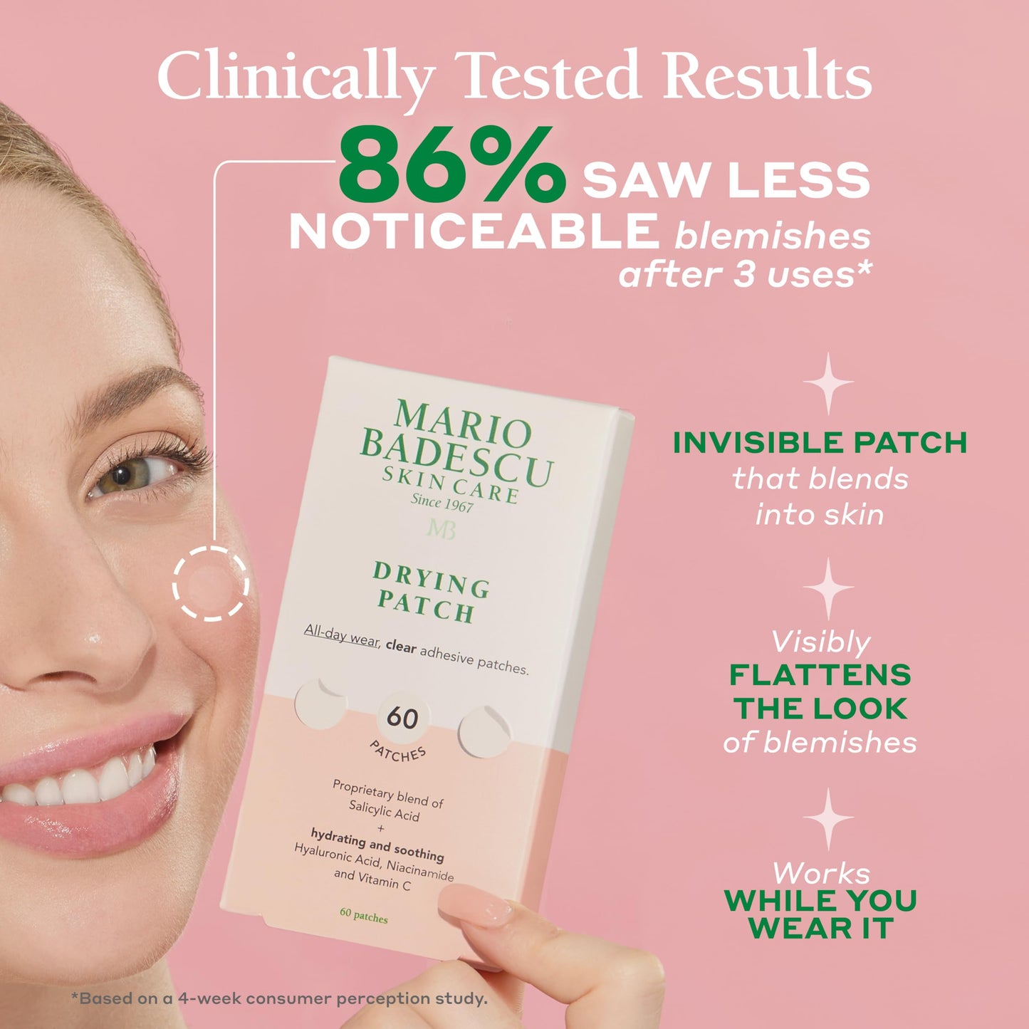 Mario Badescu AM/PM Blemish Kit, Includes Drying Lotion Spot Treatment with Salicylic Acid and Sulfur (1 Fl Oz) AND Drying Patch Facial Stickers, Invisible Pimple Patches (12 Count)