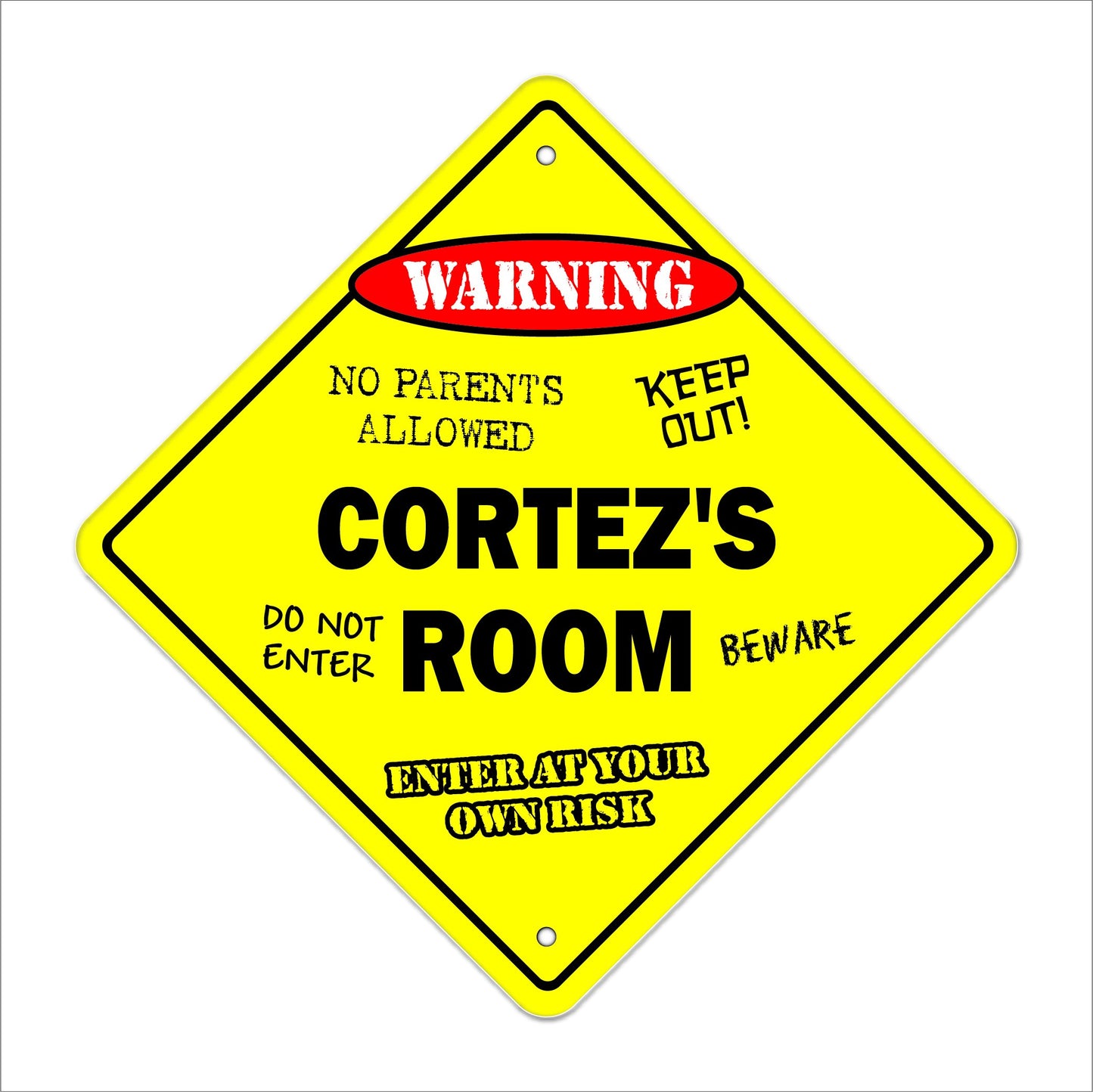Cortez's Room Sign Crossing Zone Xing | Indoor/Outdoor | 12" Tall Kids Bedroom Decor Door Children's Name boy Girl