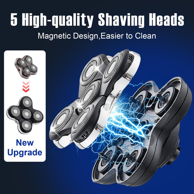 5 Blade Shaver Replacement Head Compatible with Skull Shaver for Pitbull Gold PRO/Pitbull Platinum Pro Shaver Heads (2 Pack