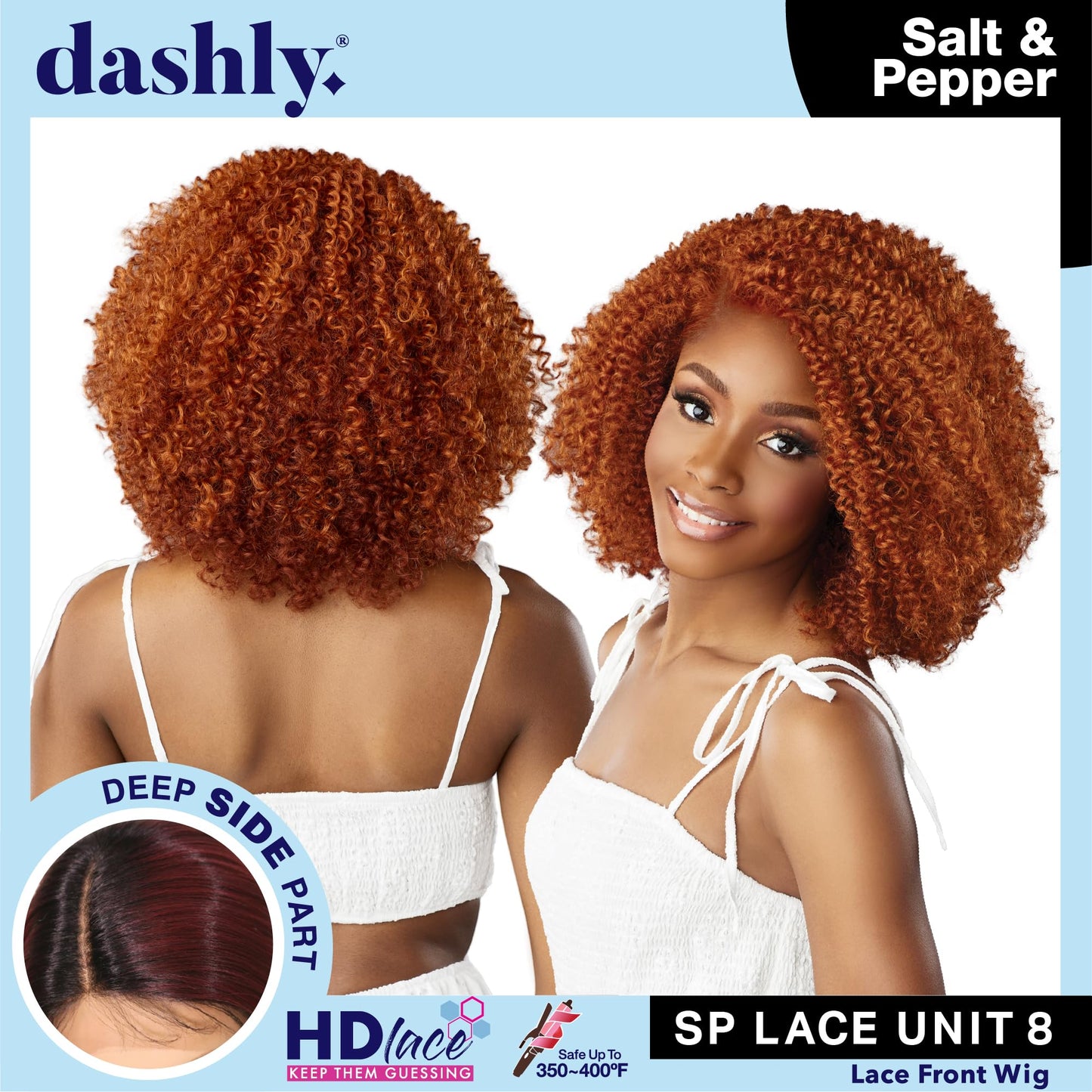 Sensationnel Dashly Lace Saltandpepper Wig - Sp Unit 8 Hand Tied Laceparting Ear to Ear Synthetic (TH2/27)