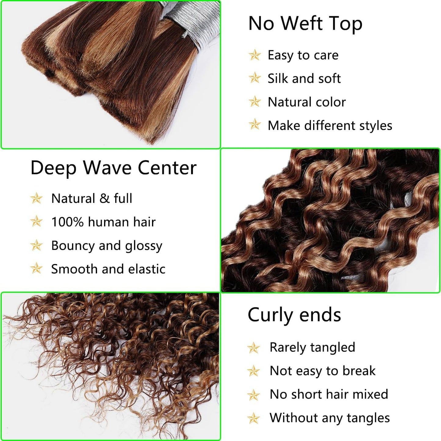 Cklikeb Braiding Human Hair 100g 20 Inch Color P4/27 Deep Water Wave Bulk Human Hair for Braiding No Weft Brazilian Virgin Deep Curly Human Hair Extensions for Boho Braids P4/27 Color, 20 inch,100g)