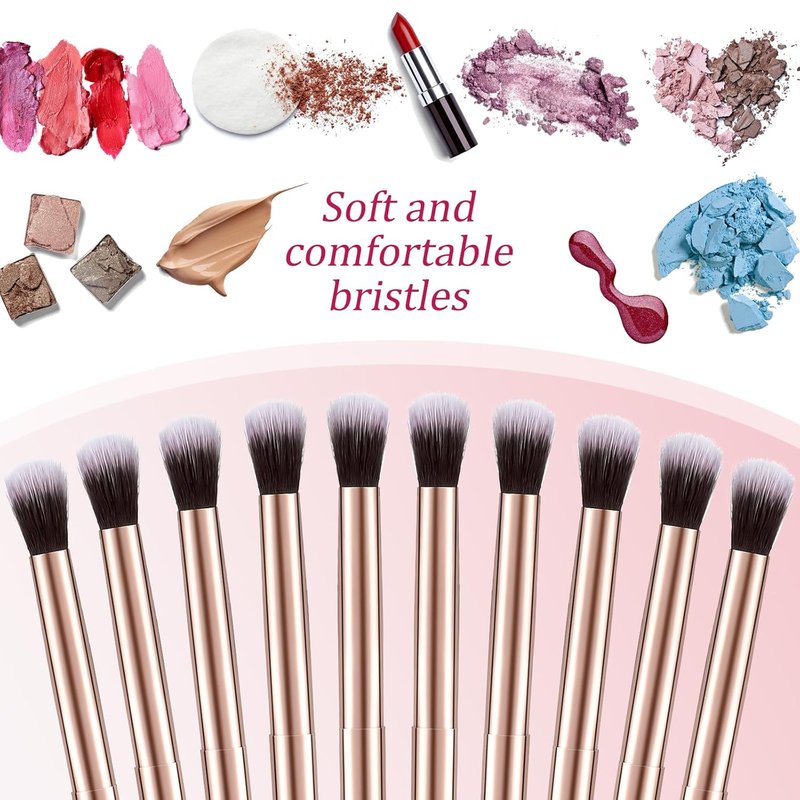 Bokon 50 Pcs Eyeshadow Smudge Brush Set - 2-in-1 Double-Ended Applicators for Blending Eye Shadow & Concealer | Soft Firm Pointed Tips