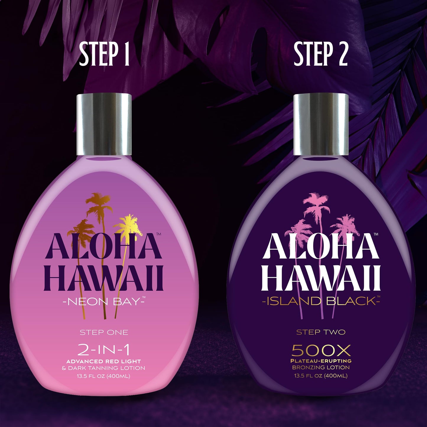 Aloha Hawaii Island Black Tanning Lotion, 500X Plateau-Erupting Bronzer with Copper Peptides, Hyaluronic Acid & Ceramides, 13.5 Fl Oz