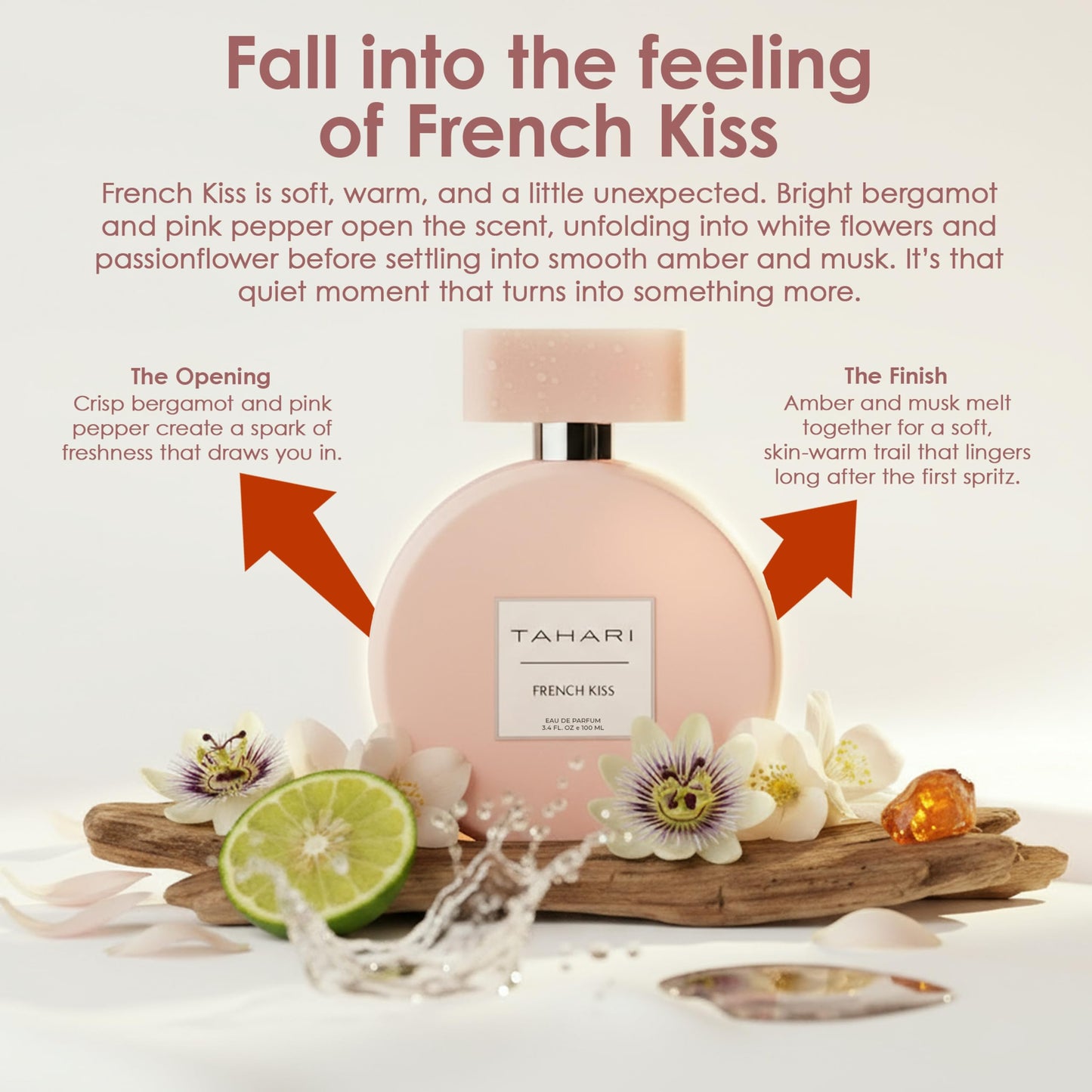 TAHARI Eau de Parfum for Women - Sweet & Seductive French Kiss Long-Lasting Fragrance, Affordable Perfume for Ladies, Elegant Cologne, Feminine Scent, Luxury Women’s Fragrance – 3.4 fl. oz / 100 mL