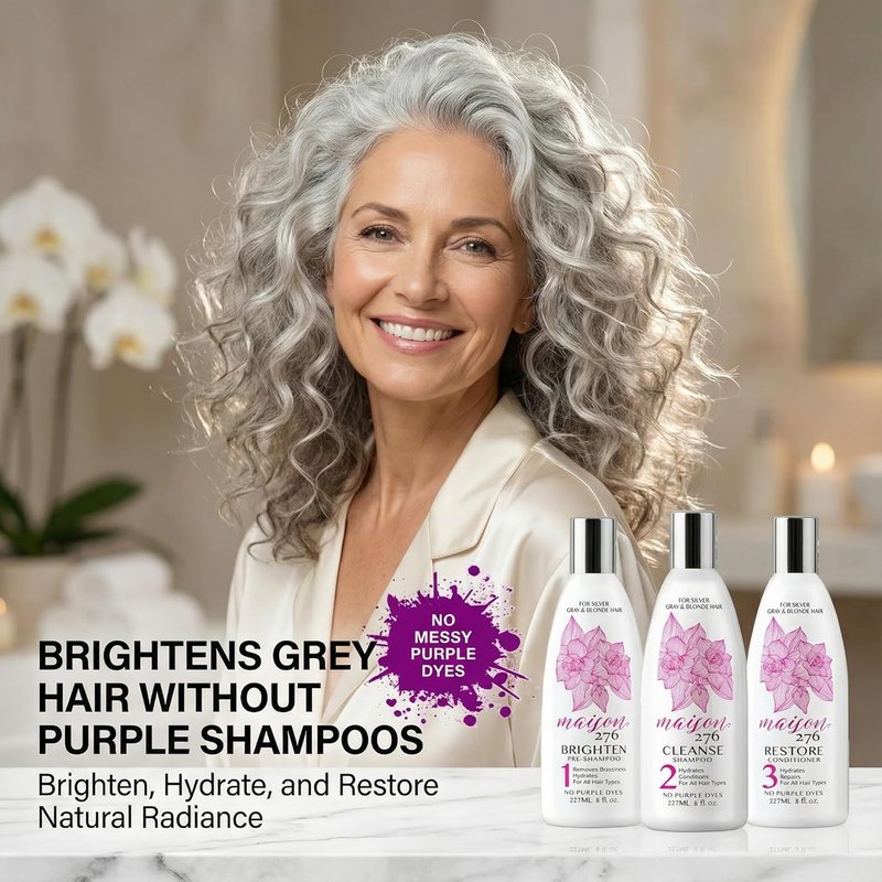 Maison 276 Silver & Blonde Hair Care Set - 3-Step Shampoo, Conditioner & Pre-Shampoo | Sulfate-Free, 24 oz Total