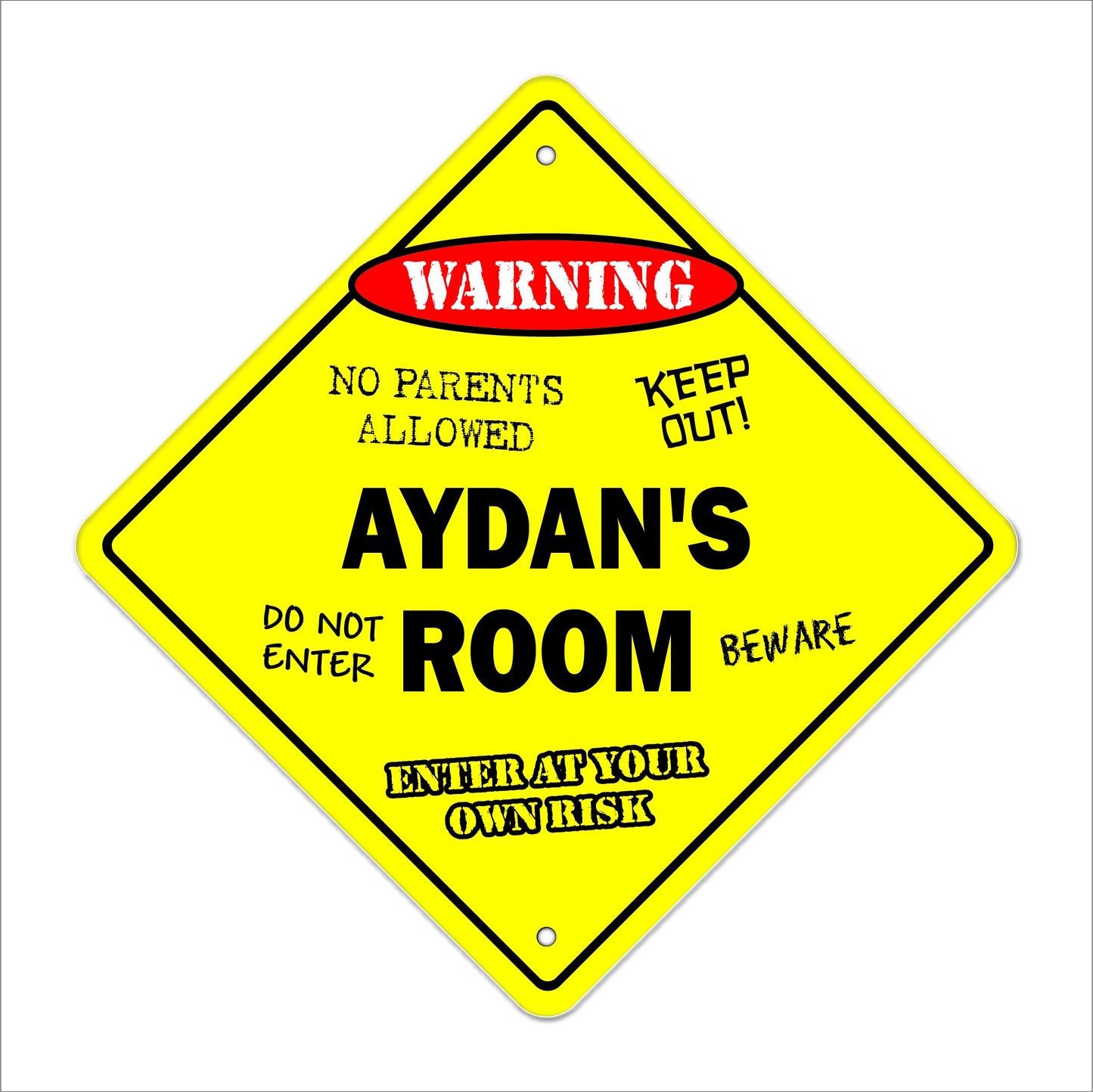 Aydan's Room Sign Crossing Zone Xing | Indoor/Outdoor | 12" Tall Kids Bedroom Decor Door Children's Name boy Girl