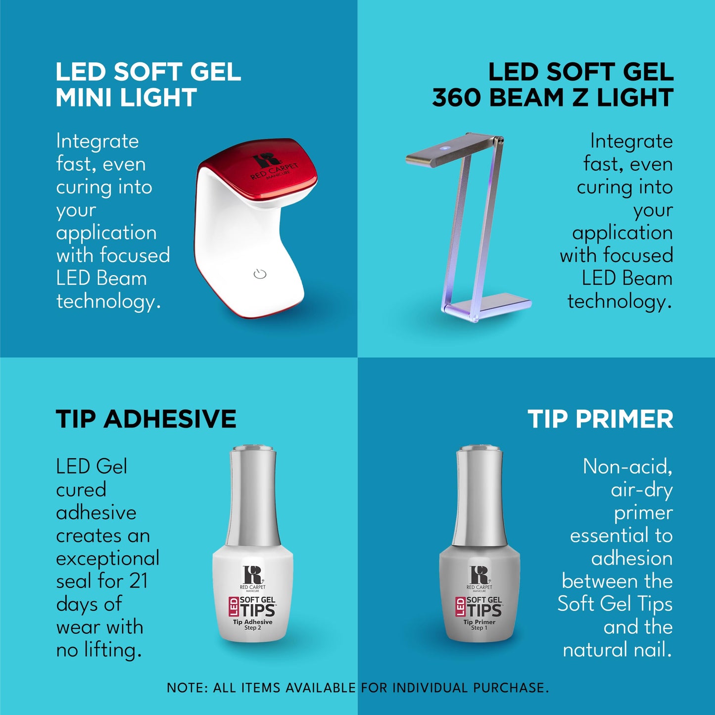 RC Red Carpet Manicure LED Soft Gel Tip Adhesive, 0.3 fl oz - Non-Damaging, Bubble-Free for Maximum Adhesion & Long-Lasting, Quick Cure for Soft Gel Tips. Ideal for DIY Manicures & Salon-Quality Nails