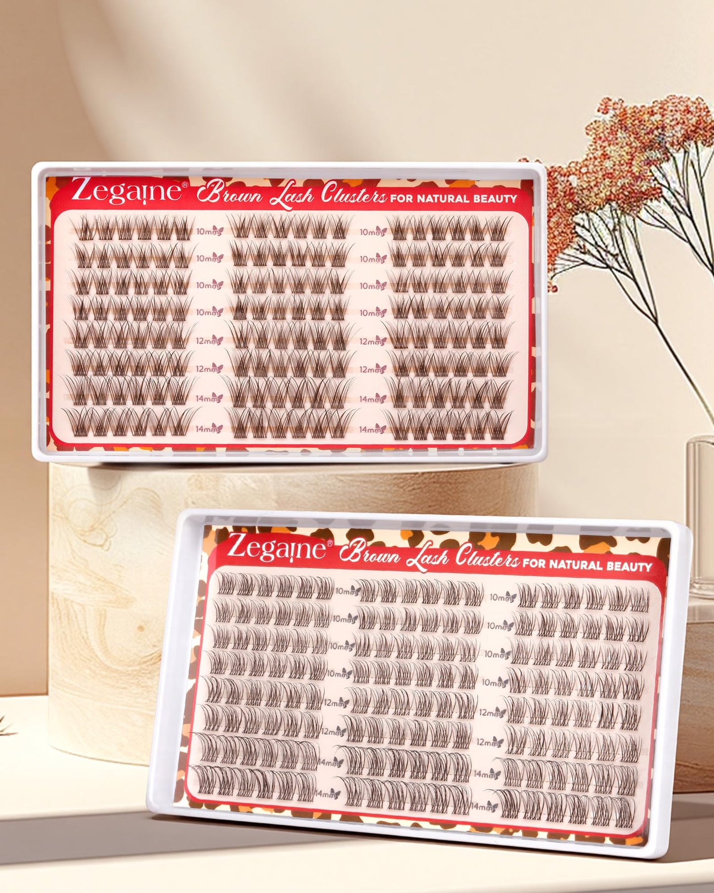 Short Brown Lash Clusters 10-12-14MM Clear Band Wispy Eyelash Clusters Natural Cluster Eyelash Extensions D-Curly Short Lashes Clusters Brown Wispy Cluster Lashes Natural Look 144Pcs by Zegaine