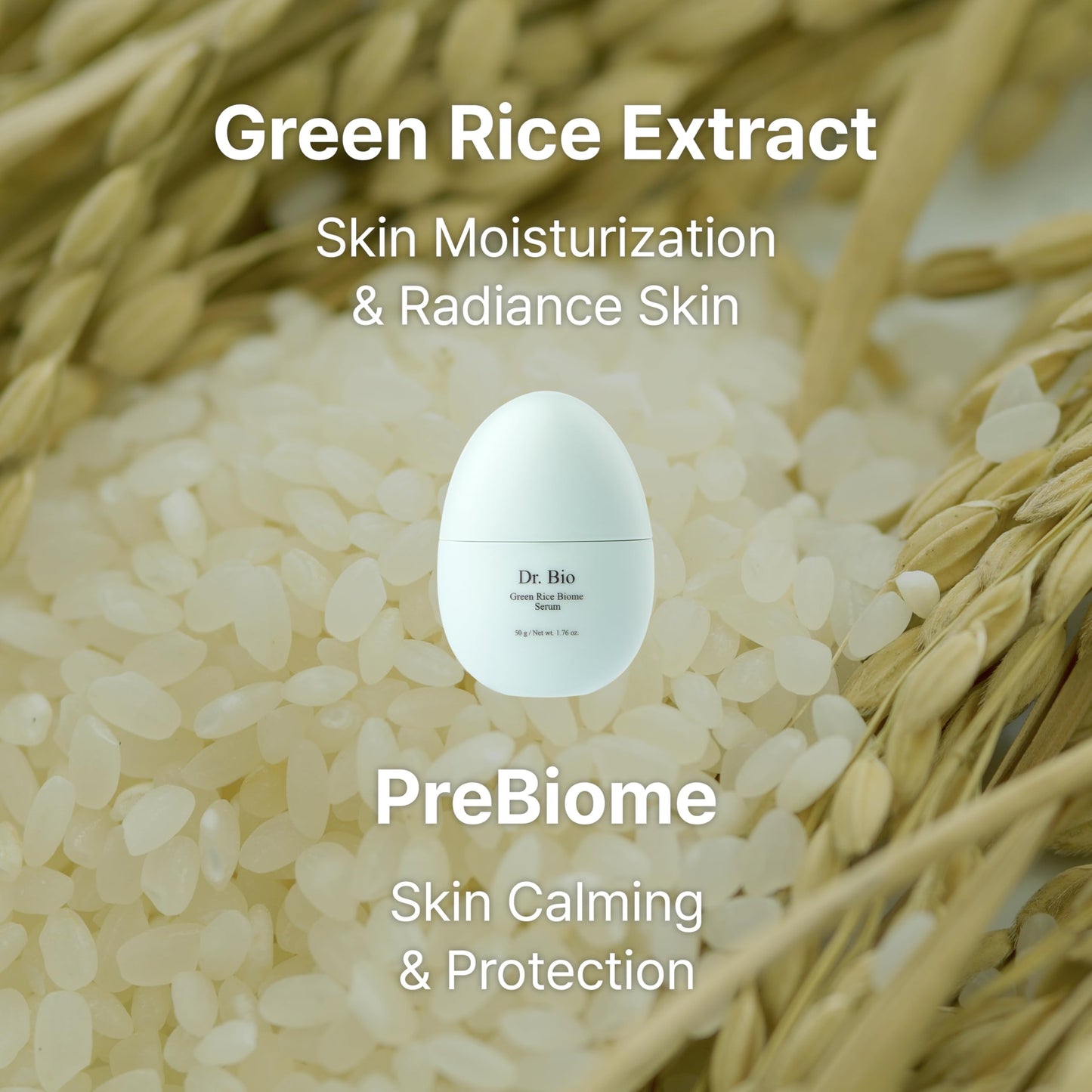 Dr. Bio Green Rice Biome Serum (1.69 fl.oz) with Probiotic, Reduce Dark Spots, Treat Hyperpigmentation & Blemish, Radiant Skin, Even Skin Tone, Fragrance-Free, Vegan Korean Skincare for sensitive skin