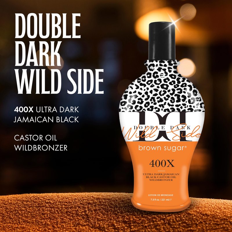 Brown Sugar Double Dark Wild Side Tanning Lotion, 400X Ultra Dark Jamaican Black Castor Oil Wildbronzer with Double Carrot Oil, 7.5 Fl Oz