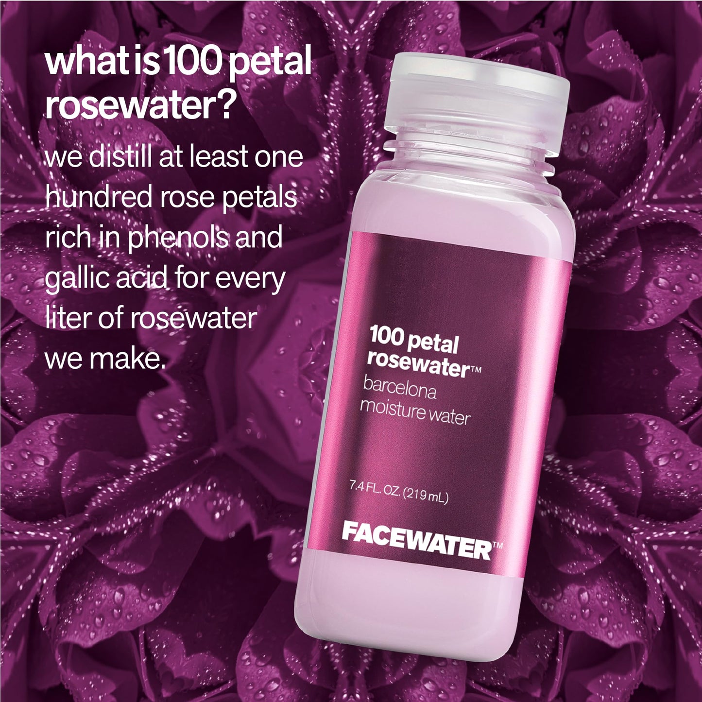 Facewater 100 Petal Rosewater Barcelona Moisture Water
