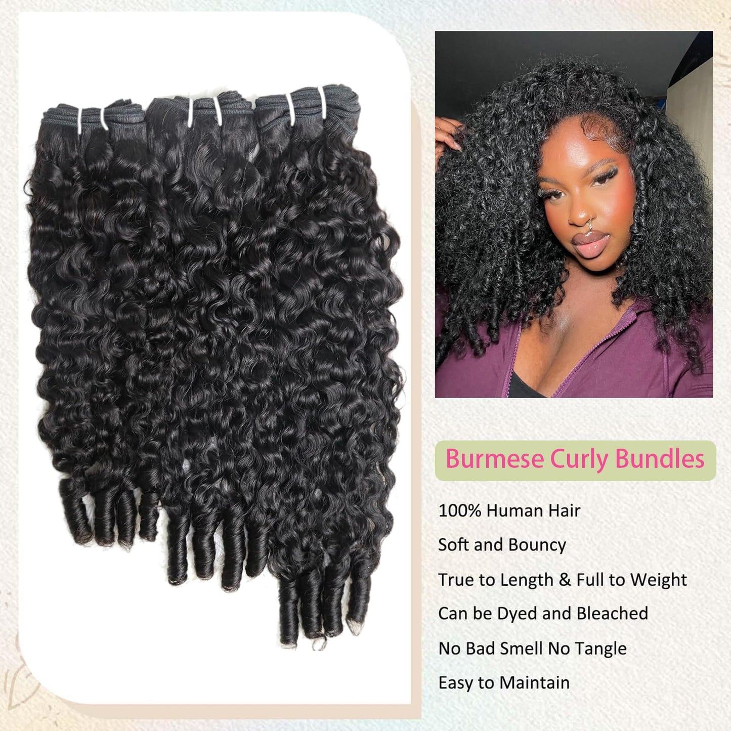 Muzkala Burmese Curly Bundles Human Hair Water Wave Human Hair 100% Unprocessed Brazilian Virgin Remy Hair Bundles Quick Weave for Women Natural Black (Burmese Curly Natural Black, 18 Inch)