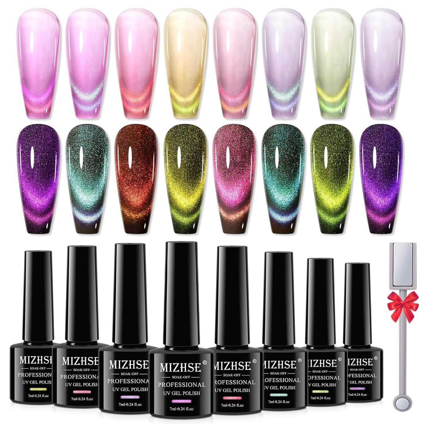 MIZHSE No Wipe Gel Top Coat - 9D Cat Eye Nail Polish | 100ML, 8 Colors Available