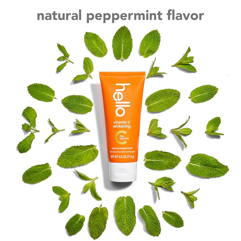 Vitamin C Whitening Toothpaste - SLS Free Fluoride Formula | Natural Peppermint, 2 Pack, 4 Oz Tubes