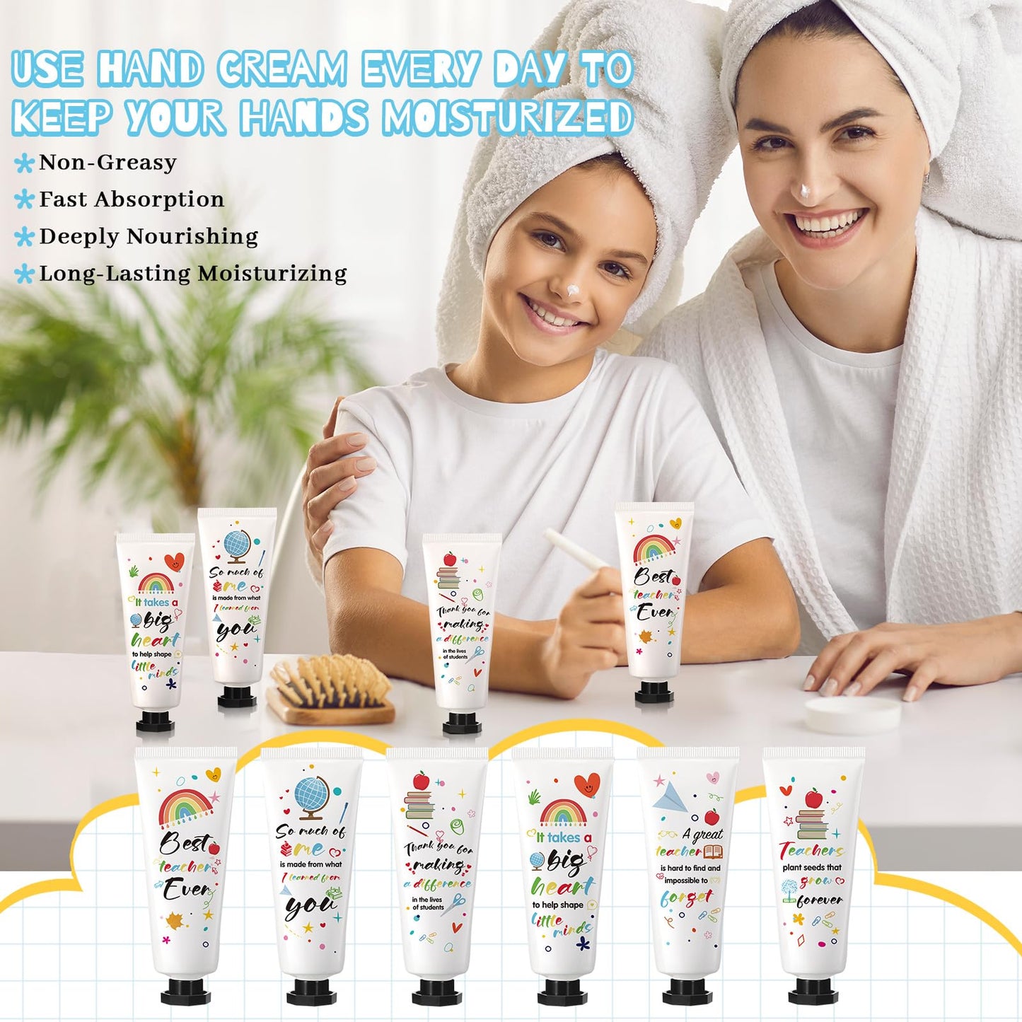 Dimsile 72 Set Teacher Appreciation Gifts Hand Cream Set Moisturizing Hand Lotion Thank You Teacher Gifts Travel Size with Cards Organza Bags for Dry Cracked Mother's Day