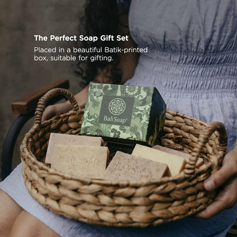 Bali Soap Natural Soap Gift Set - Handmade, Cold Process, Aromatherapy Spa Bar Soap for Face & Body (Coconut, Papaya, Vanilla, Lemongrass, Jasmine, Ylang Ylang), 6 Pack (3.5 oz Each)
